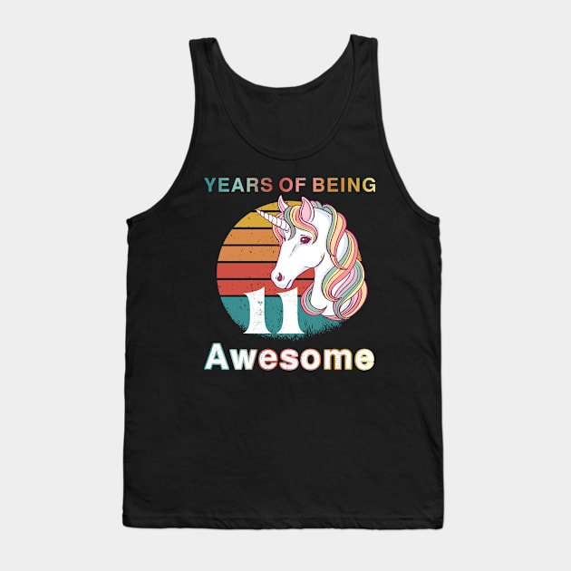 Vintage Unicorn 11 Year Of Being Awesome 11th Birthday Tank Top by Kokomo